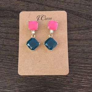 JCrew Pink and Teal Dangle Earrings